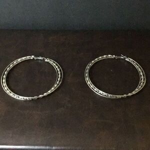 Big a!! Tri strand vintage hoop earrings